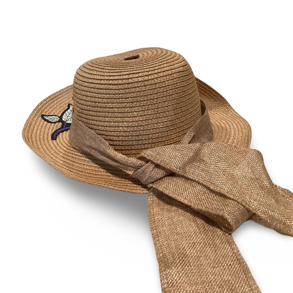 Rose Applique Paper Straw Sun Hat - Picture 7 of 9